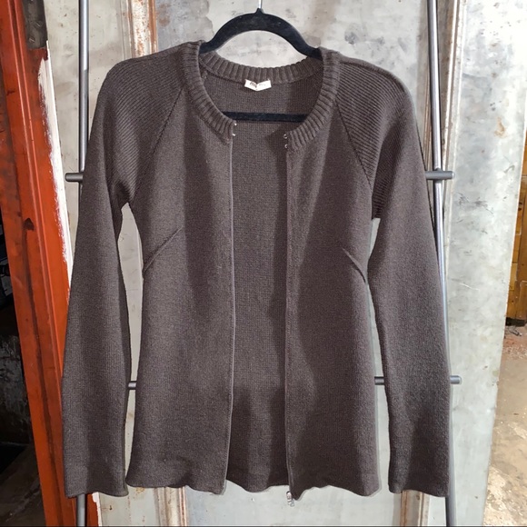 Miu Miu Brown Wool Zipper Cardigan Sweater - Picture 1 of 8